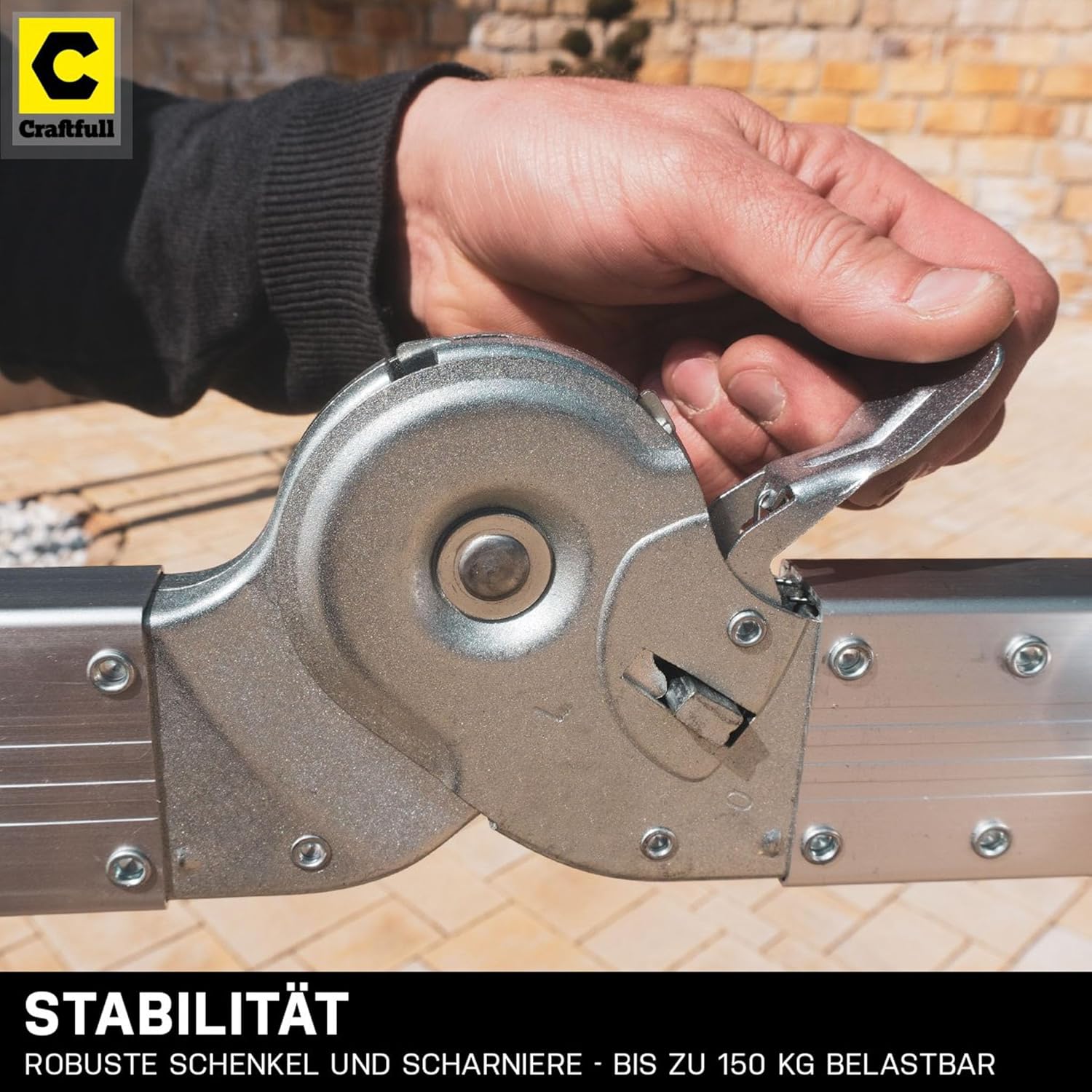 Mehrzweck leiter, 6-in-1, 4x4, 1-16 Sprossen, 475 cm Gesamtlänge, Gelenk leiter, Silber.