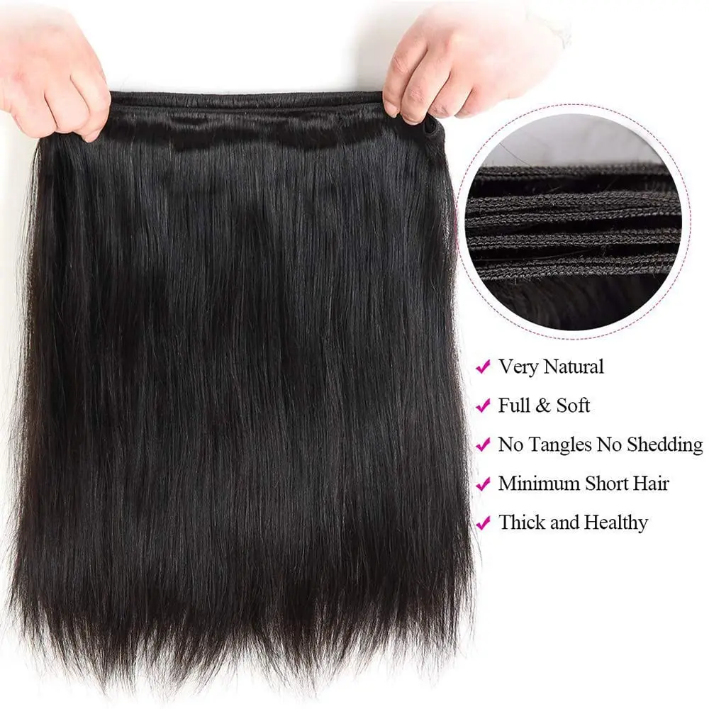 Pacotes retos do cabelo humano, cabelo 100% humano do Virgin, osso do Weave, extensões do cabelo do Tissage, 12A