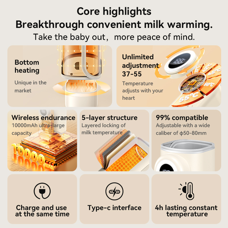 Aquecedor de leite portátil usb para bebê ao ar livre temperatura constante garrafa isolamento capa leite quente e leite aquecimento capa