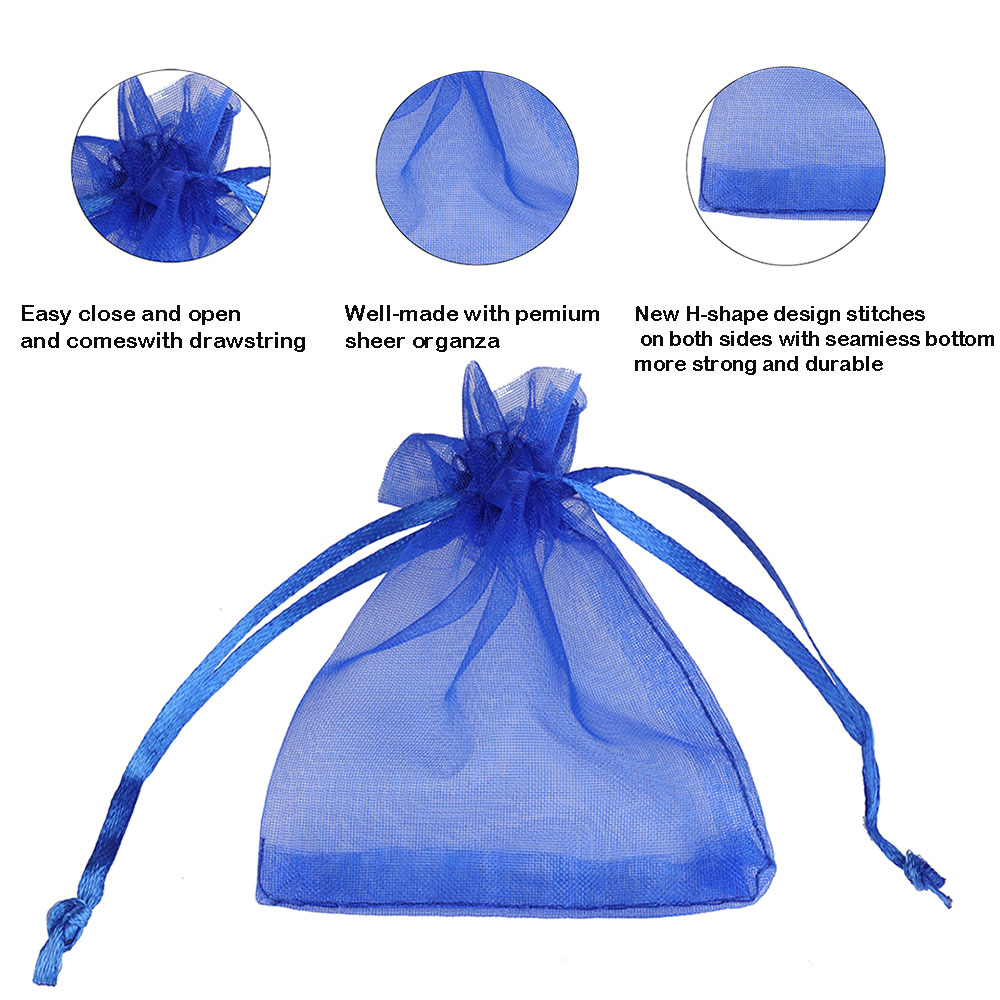 50pcs/Lot 7x9cm Drawstring Organza Bag for Jewelry Candy Wending Gift Packaging