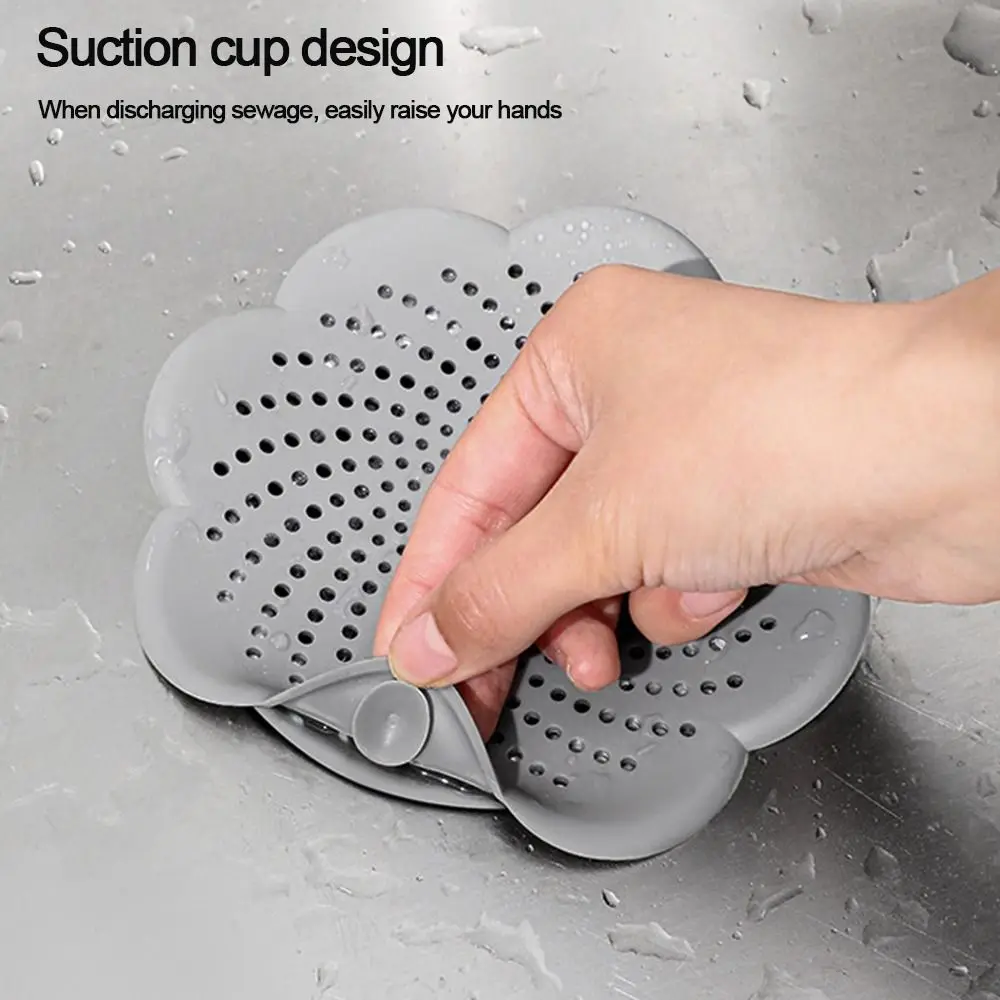 Cubierta de silicona con forma de flor para drenaje de suelo, colador de malla para fregadero, antibloqueo de pelo, recogedor de residuos, accesorio para cocina y baño
