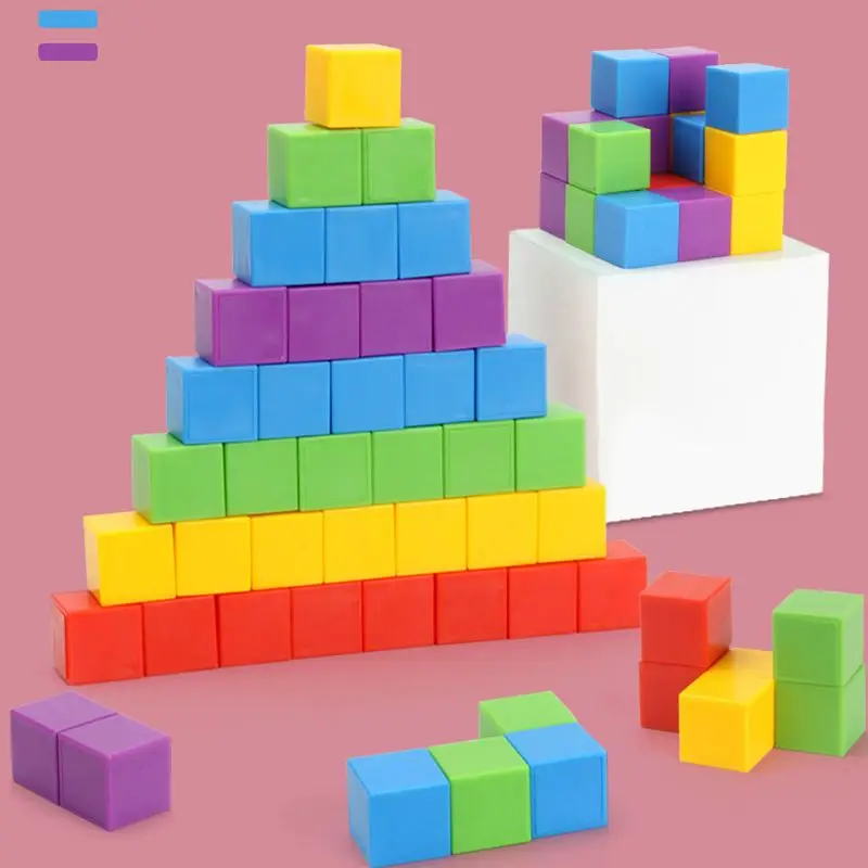 Montessori Magic Block ปริศนาของเล่น Spatial Logical Thinking เกมการฝึกอบรม Rainbow ซ้อนบล็อกคณิตศาสตร์ของเล่นเพื่อการศึกษาเด็ก