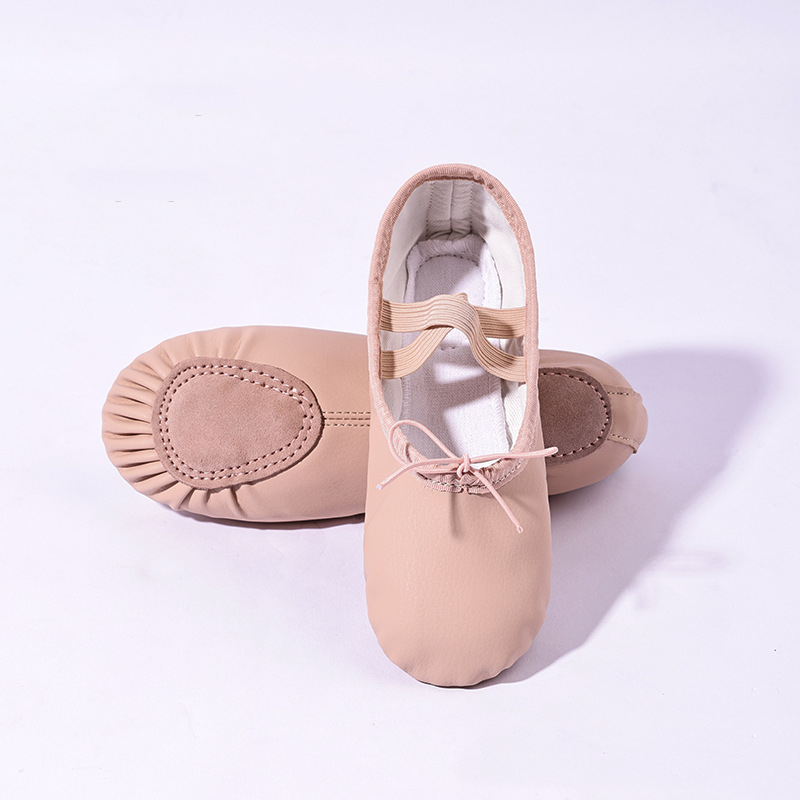 女性用セタPUレザーバレエスリッパ、女の子用プロダンサー、子供用ダンスシューズ