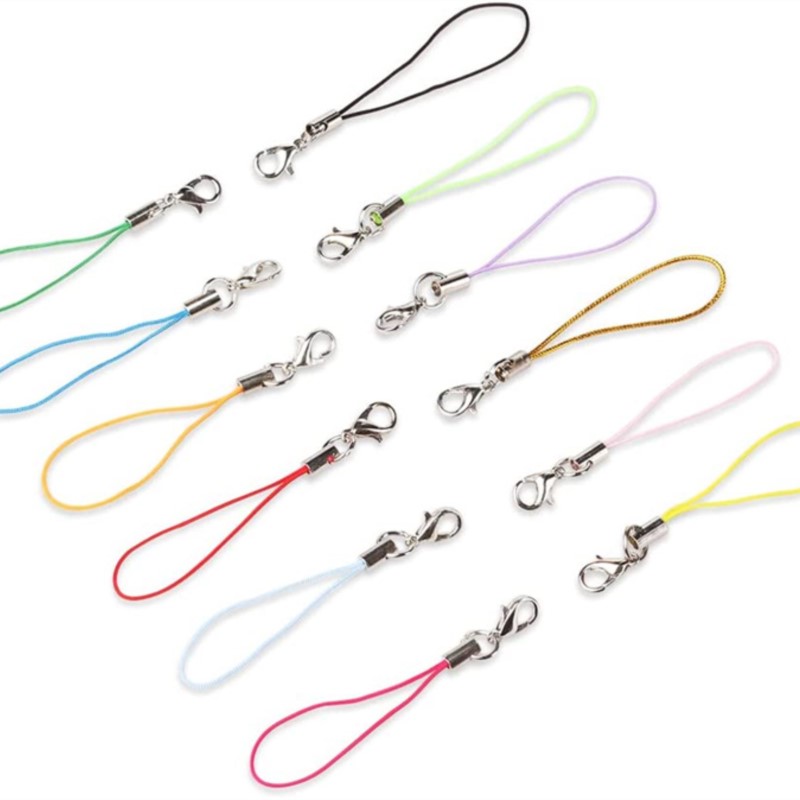 10/50 個ストラップラリアットストラップコードクラスプロープキーホルダー携帯電話フックキーリングバッグアクセサリーキーリング作成用品材料