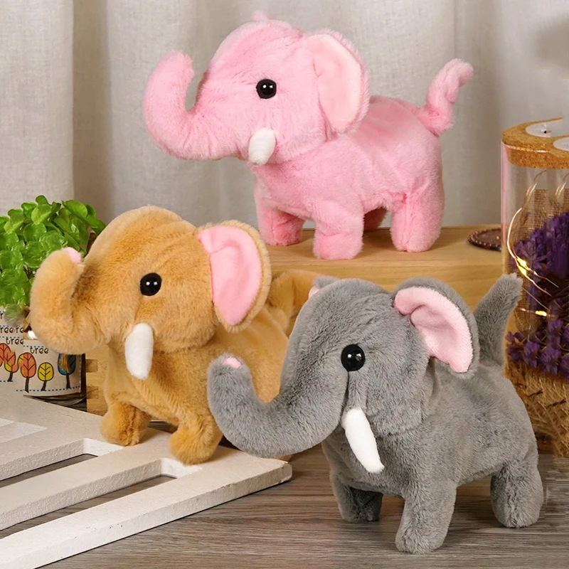 Cute Electric Plush Elephant Children's Simulation Walking Sound Effect Shaking Tail Electronic Pet Children's Plush Doll Gift
