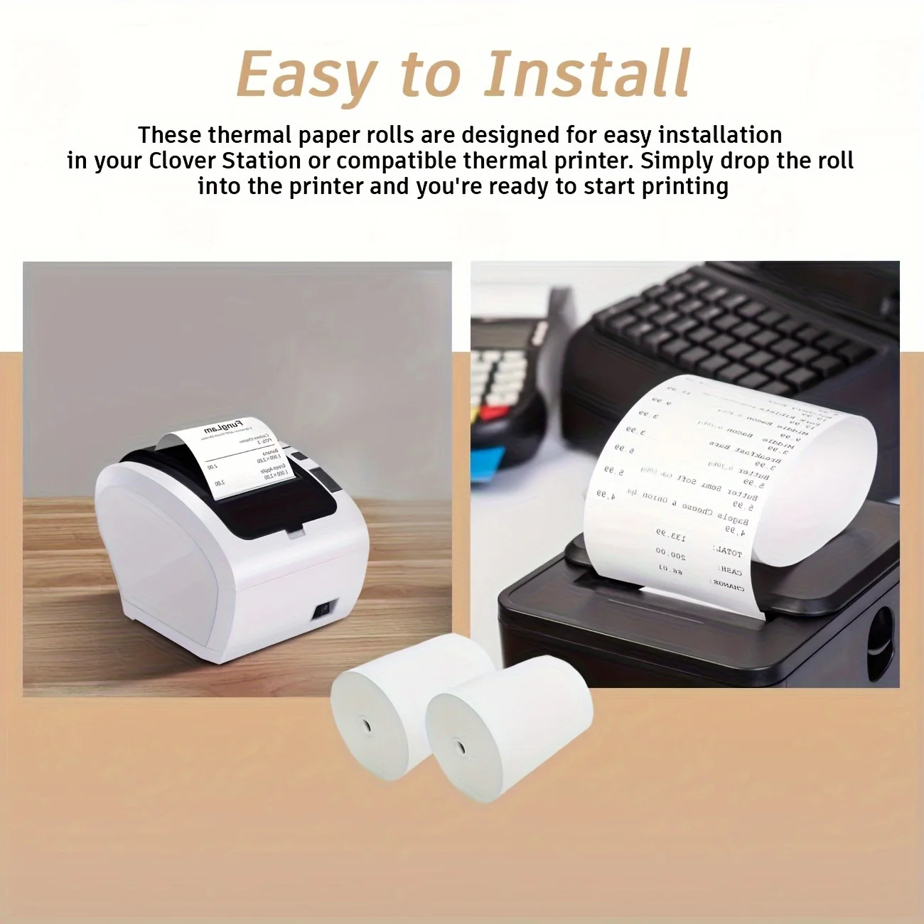 POS Thermal Receipt Paper 57X40Mm 80Gsm, 25 Rolls | High-Quality Printing Paper Suitable for Various POS Printers | Efficient