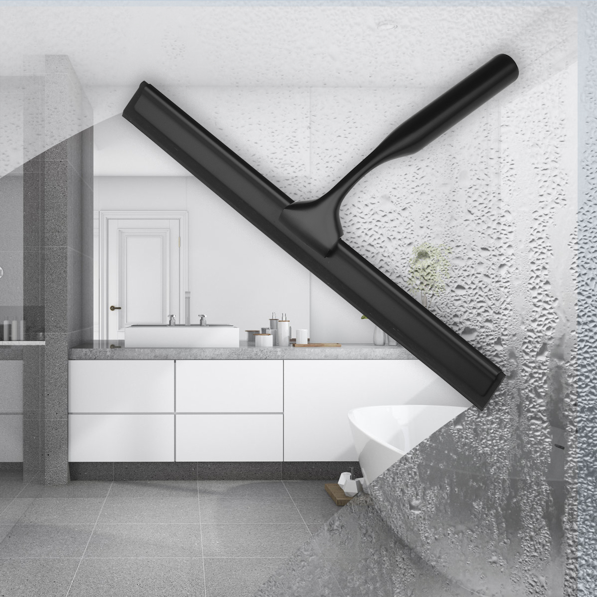 All-Purpose Shower Squeegee 10'' Golden Color Silicone Scrape Stainless Steel Handle Wiper Bathroom Mirror Glass Car Squeegee