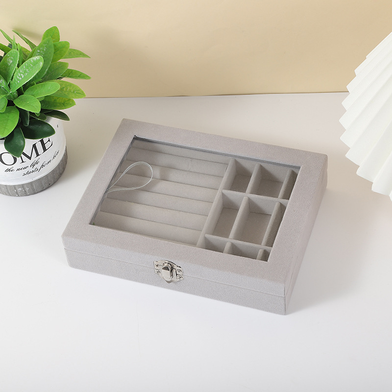 Boîte de rangement de bijoux, organisateur de boucles d'oreilles, bagues et colliers, porte-bijoux Transparent, boîte d'exposition pour la Classification des bijoux