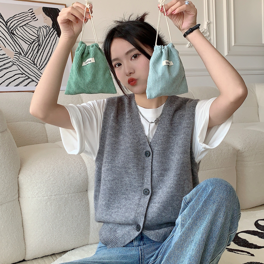 Solid Color Corduroy Drawstring Bag Christmas Gift Candy Jewelry Cosmetics Coins Keys Organizer Packing Bags Storage Bag Pouch