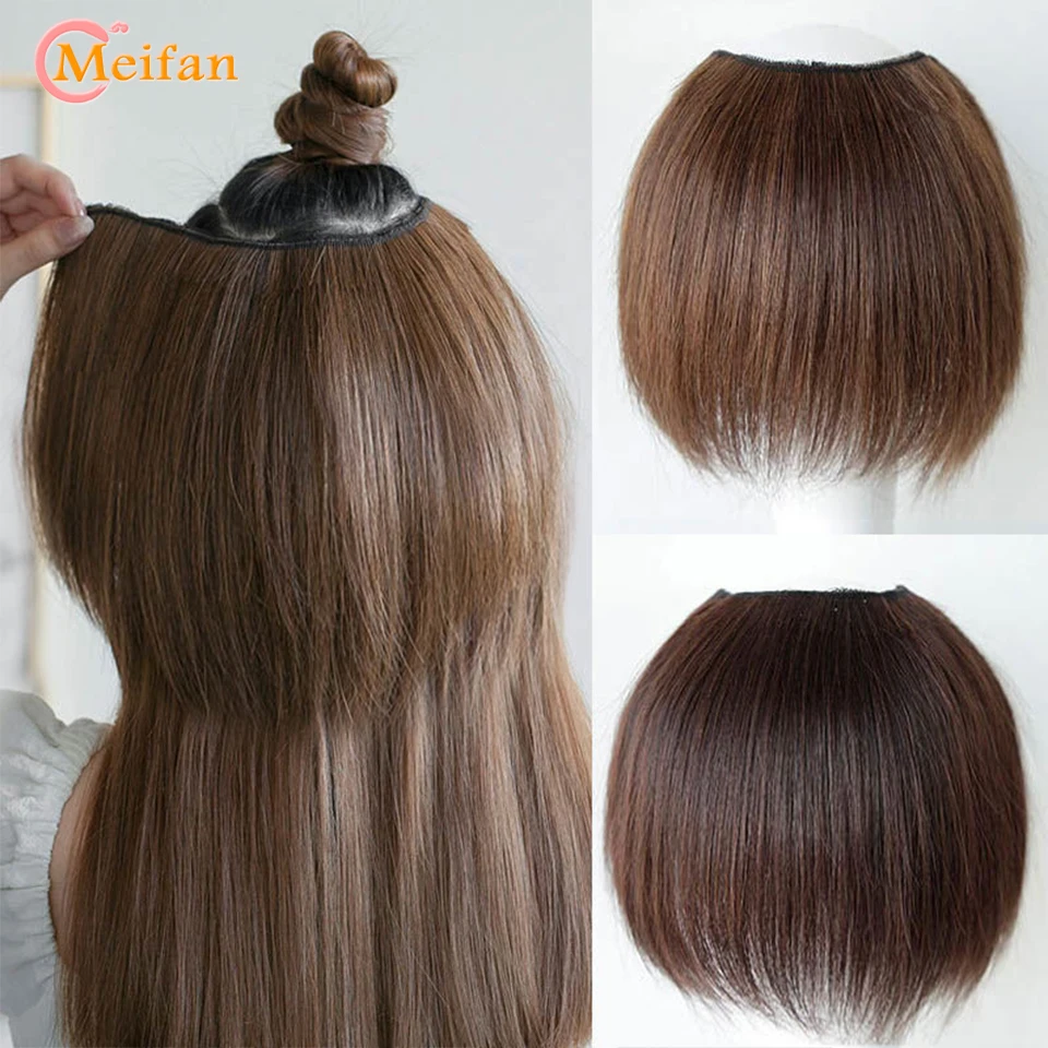 MEIFAN Tổng Hợp Thẳng Dài Hình Chữ U Nửa Đầu Tóc Giả Dành Cho Nữ Màu Đen Nâu Clip Trong Tóc Tự Nhiên Giả bộ Tóc Giả