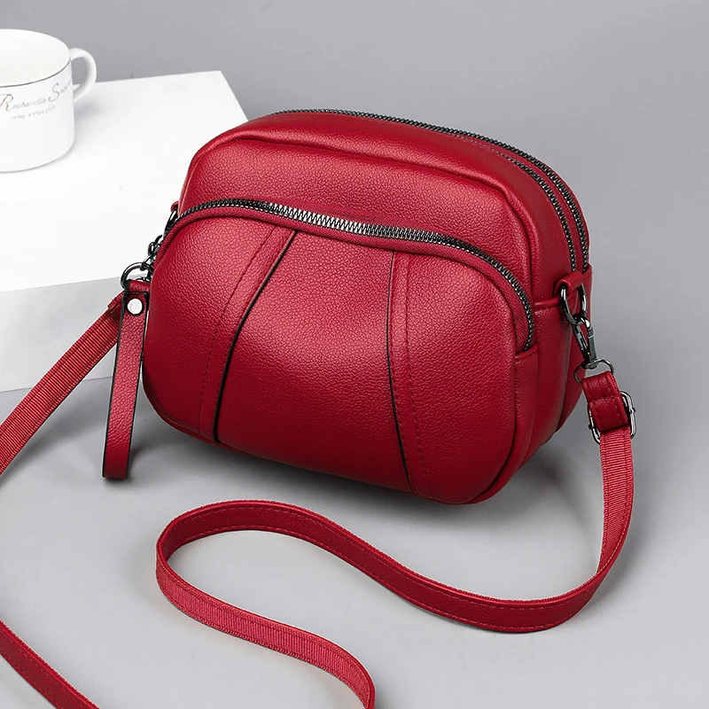 สีทึบแฟชั่นRivetซิปผู้หญิงโทรศัพท์มือถือกระเป๋าหนังนุ่มไหล่Crossbodyกระเป๋าสี่เหลี่ยมเล็ก