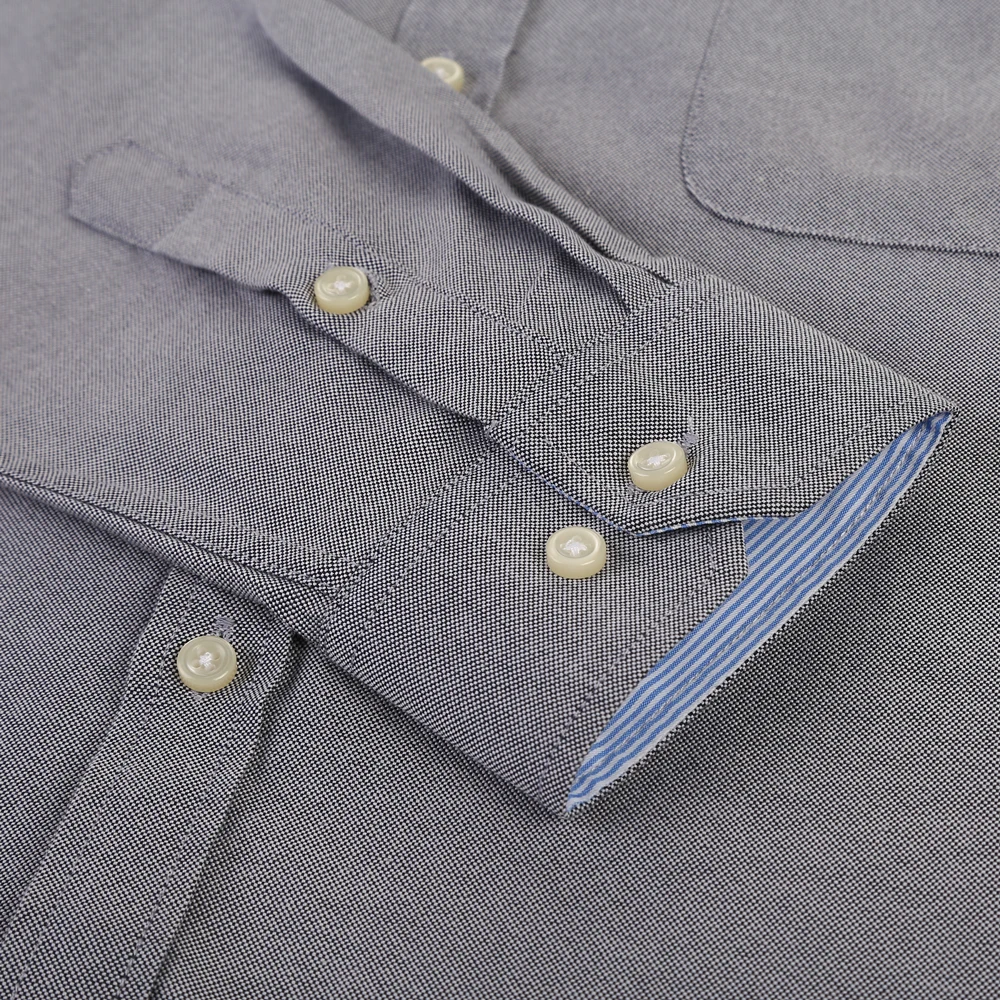 Herenmode Oxford-werkoverhemd met lange mouwen, enkele opgestikte zak, eenvoudig ontwerp, geborduurd, regular-fit, casual overhemden met knopen