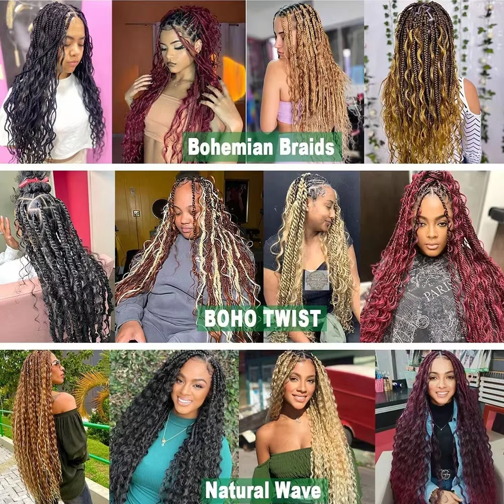 สังเคราะห์หลวม Deep Wave Braiding Hair Extensions 28 นิ้ว Water Wave Braid ผม Ombre สีบลอนด์ Twist Crochet Curly ผม linwan