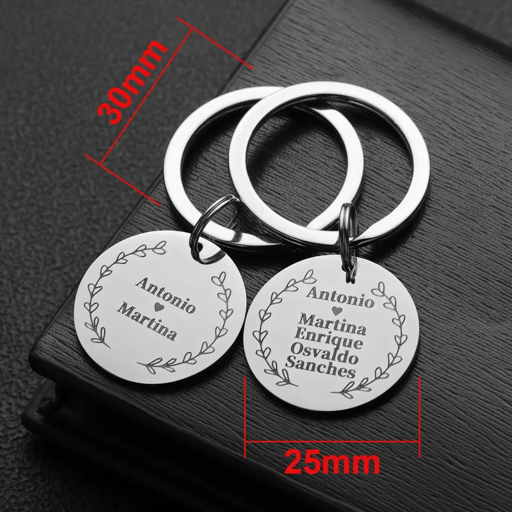 Llavero personalizado con nombre personalizado, Día de la madre del padre, papá, mamá, llaveros, anillos para colgante de coche, regalos de amor P026S