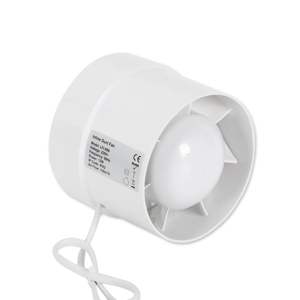 100 mm ABS-Kunststoffrohrventilator, Rohreinfügung, Abluftventilator, leise, 2400 U/min, für Luftabsaugung in Büros, Toiletten, Küche, Badezimmer