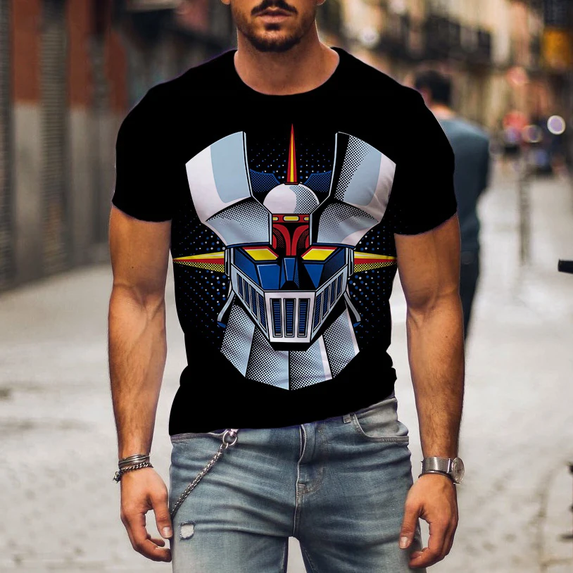 Футболки с 3D принтом Mazinger Z, аниме-робот, мужские и женские повседневные модные футболки с короткими рукавами, футболки большого размера в стиле Харадзюку, топы, детская одежда