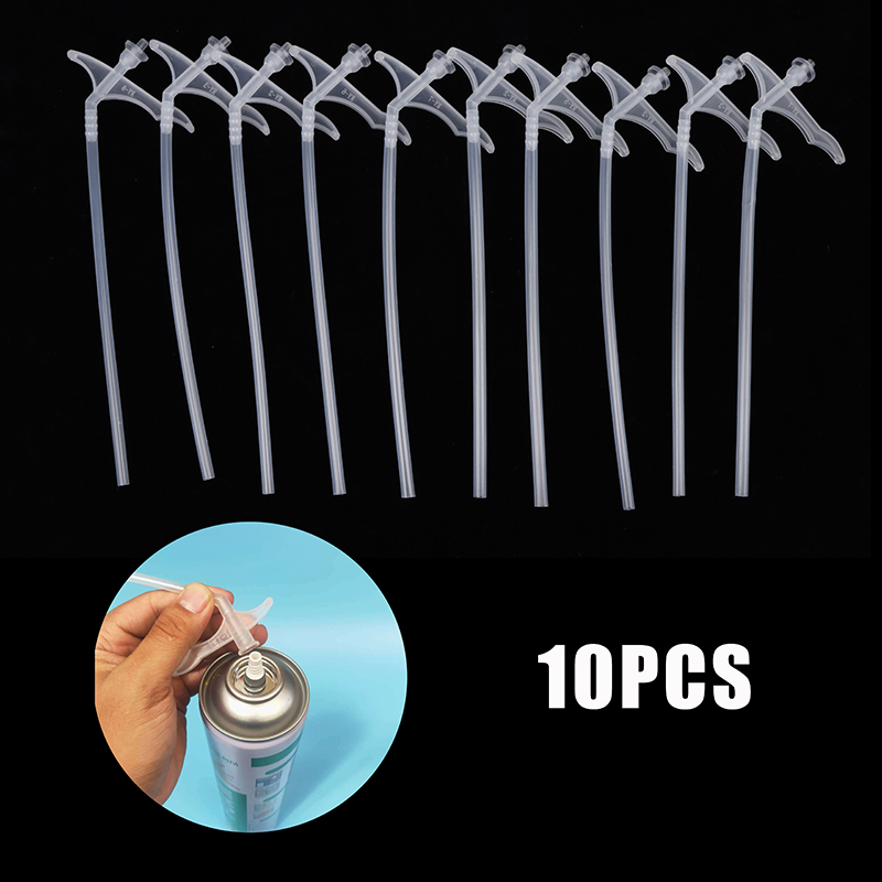 10ชิ้นท่อโฟมสเปรย์เติมช่องว่างหัวฉีดโฟมฉนวน DIY ท่อเชื่อมต่อกาวโพลียูรีเทนโฟม
