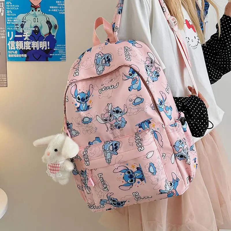 Disney cartoon women Stitch Backpack Cartoon Kids Bag Schoolbag Gift