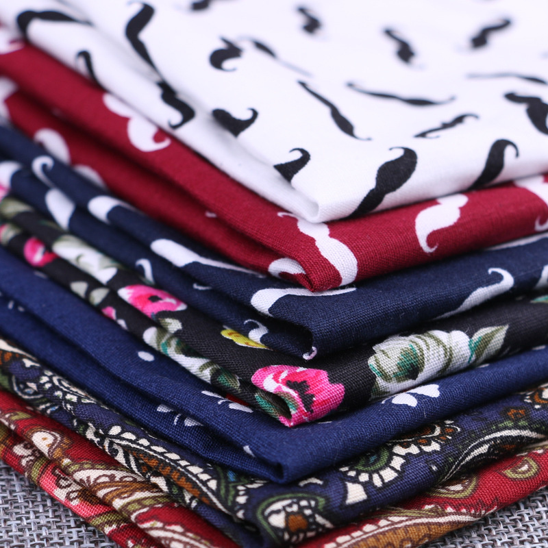 แฟชั่น Cotton Pocket Square Beard Paisley พิมพ์ผ้าเช็ดหน้าสีขาว Navy ผ้าขนหนูเล็ก Hanky Wedding หน้าอก Tie อุปกรณ์เสริม