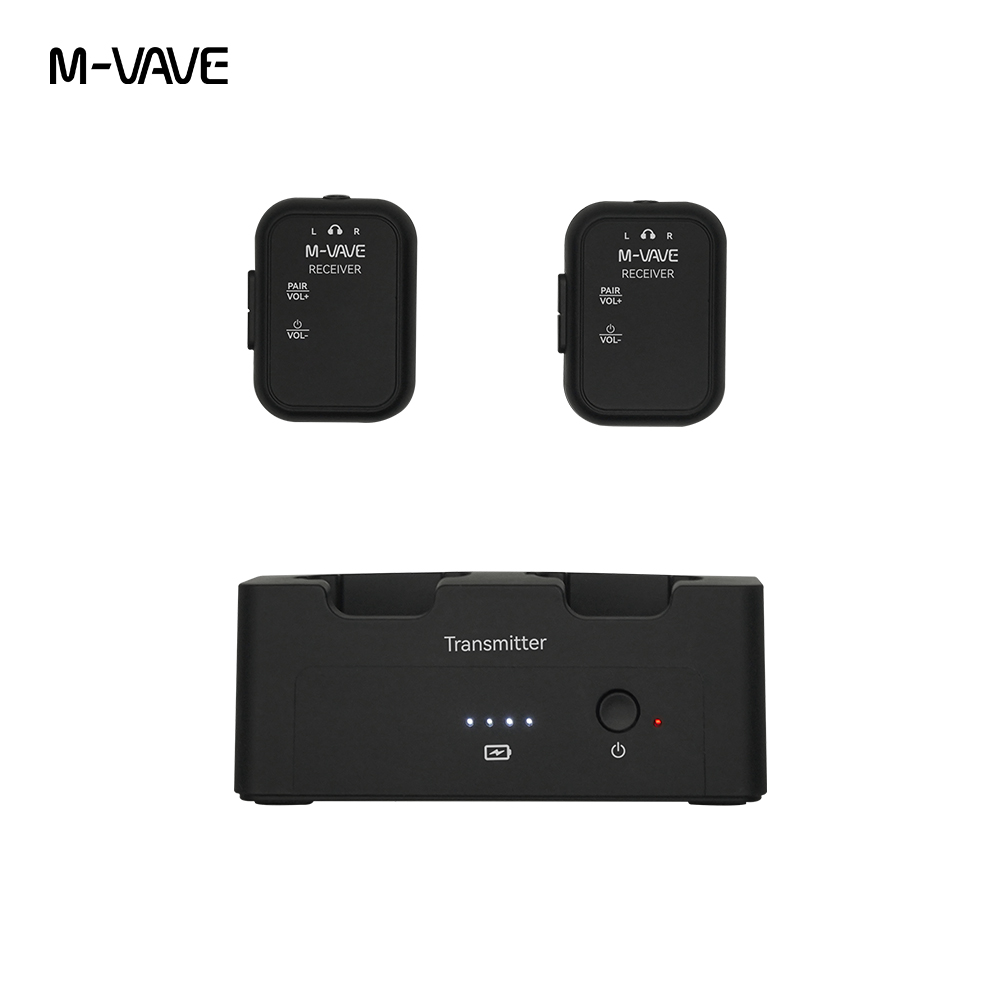 M-VAVE SWS12 WP-12 2,4G sistema de Monitor de auriculares inalámbricos, transmisor recargable 2 receptores con botón de volumen, función de silencio