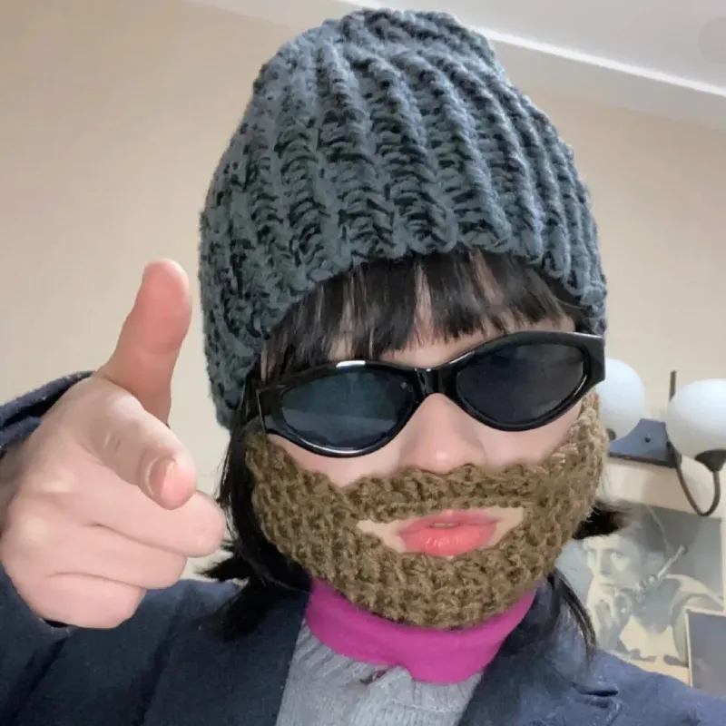 Neue Stil Lustige Hip-Hop Erwachsene Hut Großen Bart Gefälschte Bart Lustige Hut Maske Hand Gestrickte Warme Wolle Hut Geeignet für Männer Frauen