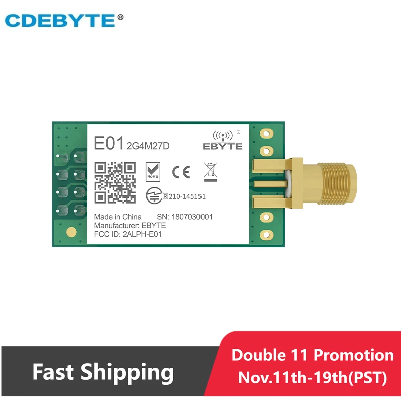 Беспроводной модуль CDEBYTE E01-2G4M27D nRF24L01P 27 дБм nRF24L01 PA LNA Модуль SPI DIP IoT дальнего действия 2,4 ГГц