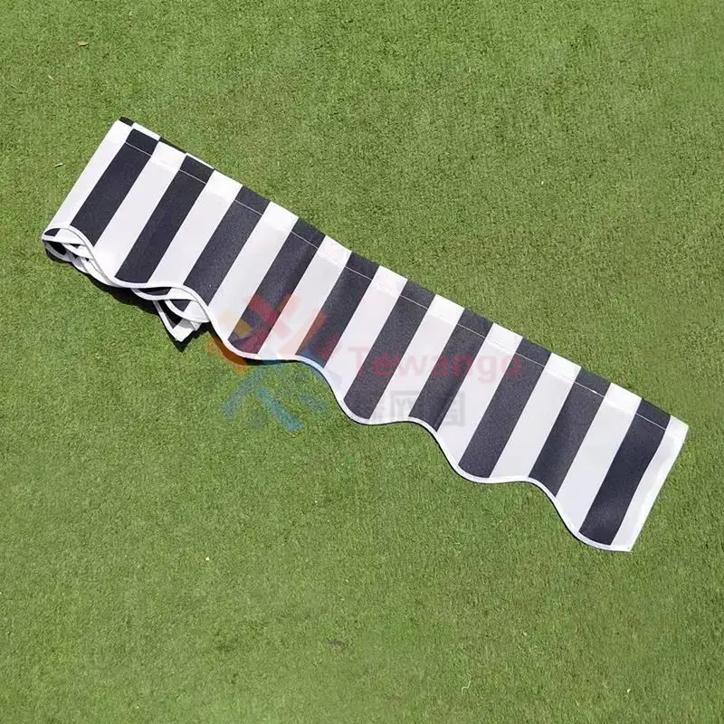 2.5m/3m/3.5m/4m/5m Store Banner Replacement Waterproof Fabric Strips Wavy Valance Sun Shade Canopy Patio Awning
