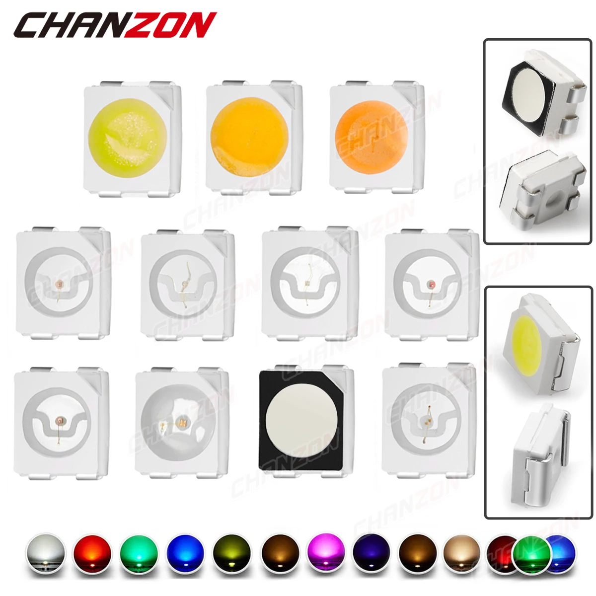 100 Chiếc 3528 SMD LED Diode Chip Ấm Trắng Đỏ Xanh Lá Xanh Dương Vàng Cam UV Tím Hồng RGB PLCC2 PLCC-4 đèn Hạt Sáng Phát Ra