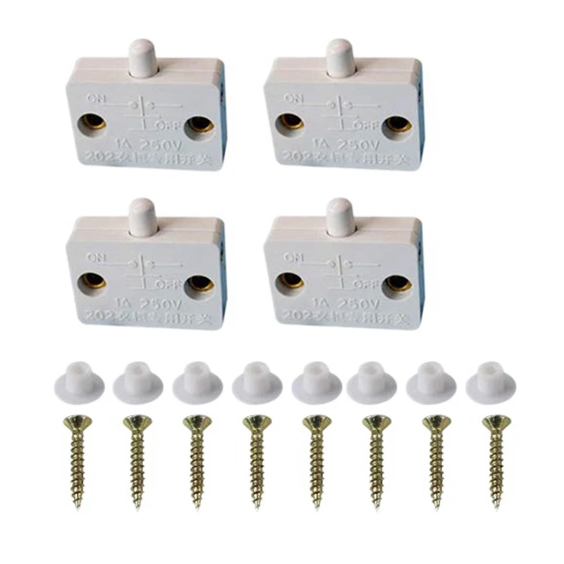 4 Stück Schrank tür Schalter Schrank Lampe Schalter Schubladen öffnen sich an schließen Tür für 12V 24V 110V weiß