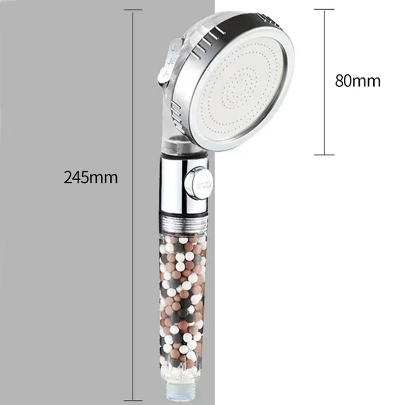 New fashion 3-Function SPA Shower Head with Switch Stop Button high Pressure Filter Bath Head Water Saving Shower Bathroom