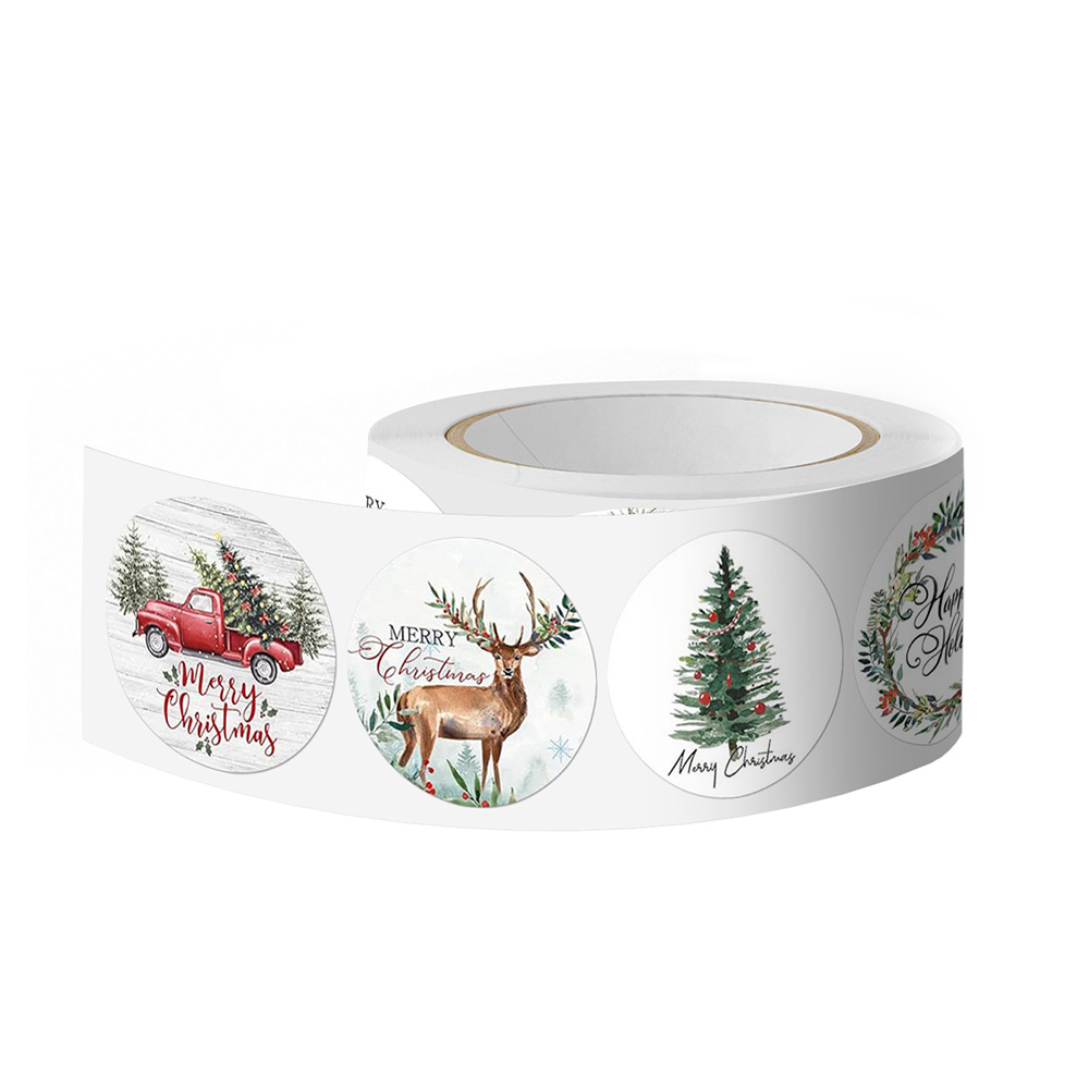 500 pçs 1 polegada adesivos de natal para envelope redondo feliz natal adesivos 8 projetos presente de natal decoração adesivos