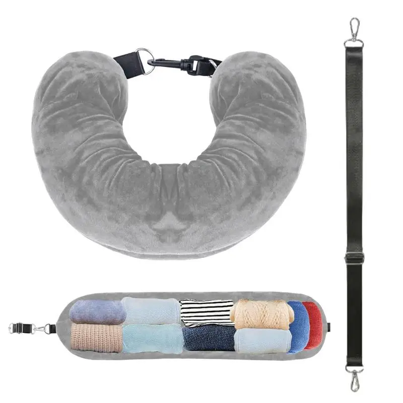 Almohada de viaje para el cuello, funda de almohada portátil para tren, con soporte rellenable para exteriores