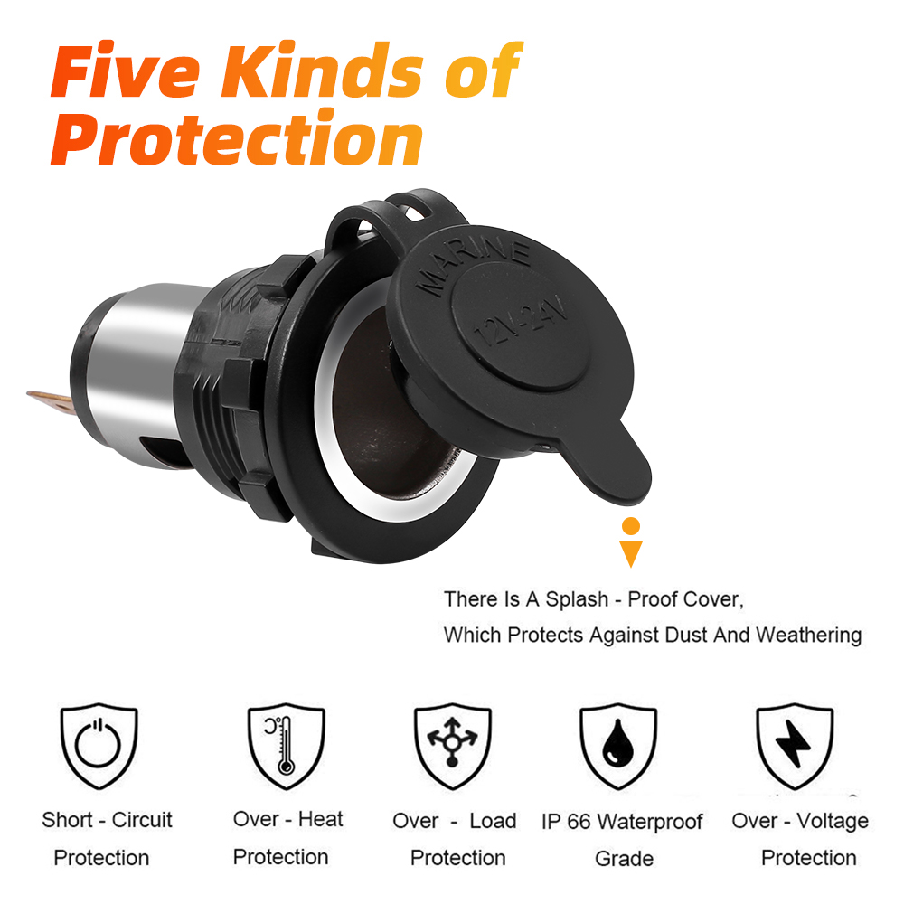 12 V/24 V 自動車オートバイのシガーライター電源プラグソケット防水カバーケース付きオートバイボート芝刈り機車