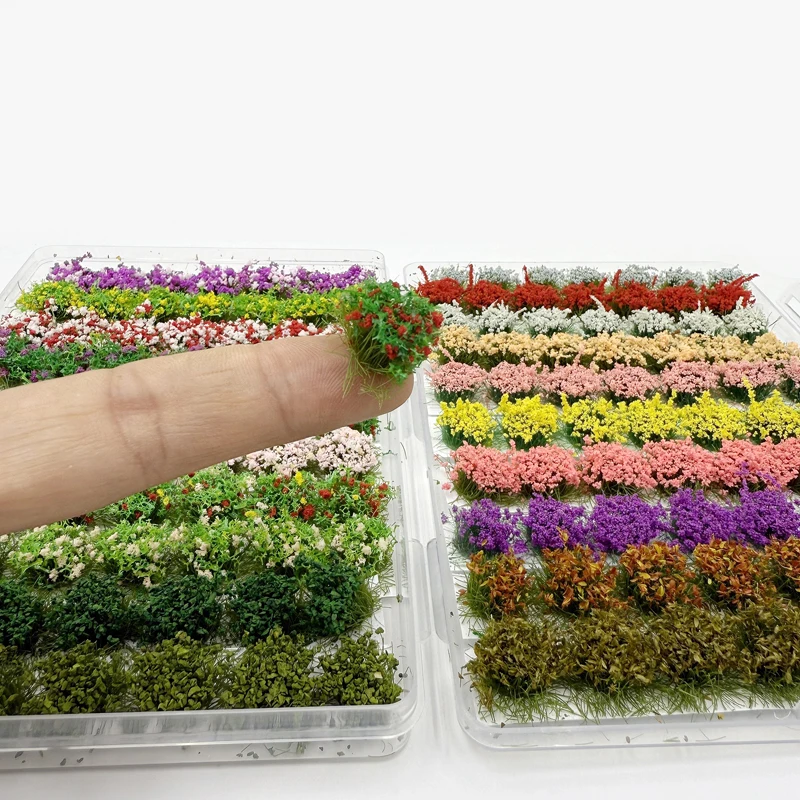 49 teile/schachtel 8mm Blume Cluster Modell Landschaft Garten Decor Statische Gras Landschaft Modell Gras Tuft DIY Gebäude Layout 15 farben