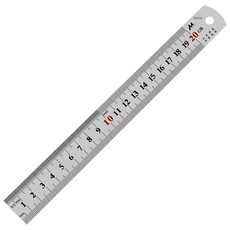 15cm/20cm/30cm/50cm 스테인레스 직선 눈금자 강철 양면 센티미터 인치 규모 미터법 눈금자 도구 학교 용품 눈금자
