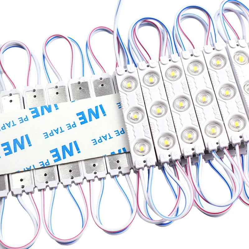 Módulo de señal LED de inyección 2835SMD, 20 unids/lote, DC12V, 3LED de brillo, retroiluminación de letrero publicitario impermeable para exteriores