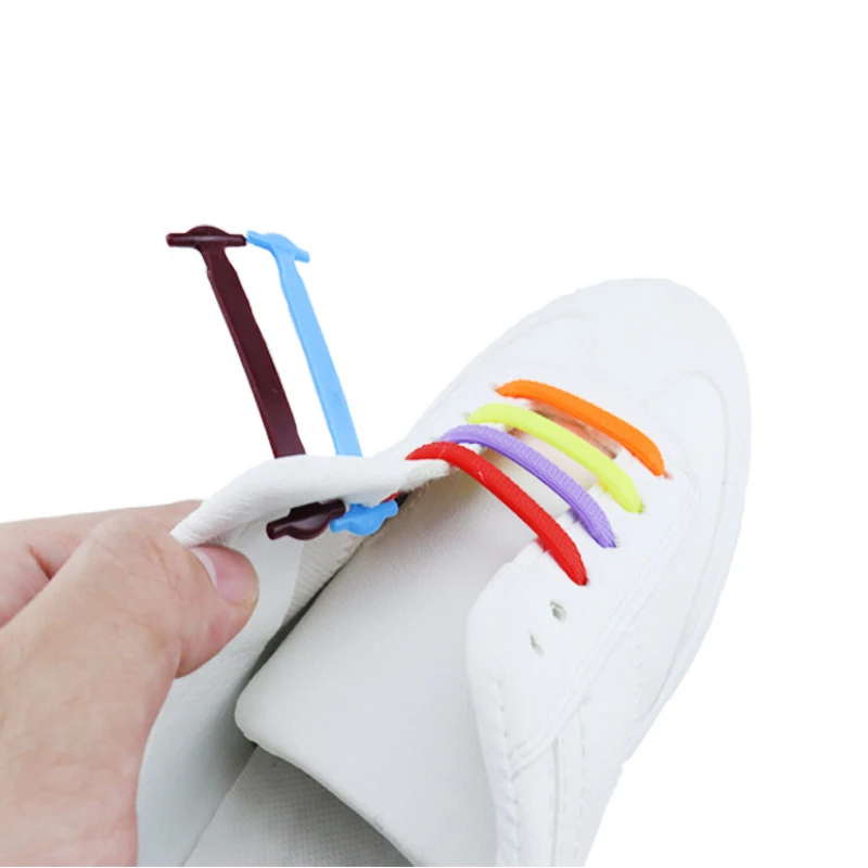 16 Uds. Cordones de silicona para perezosos, encaje rápido elástico para mujeres y hombres, sin corbata, zapatillas para niños y adultos, cordones, hebilla, accesorios para zapatos
