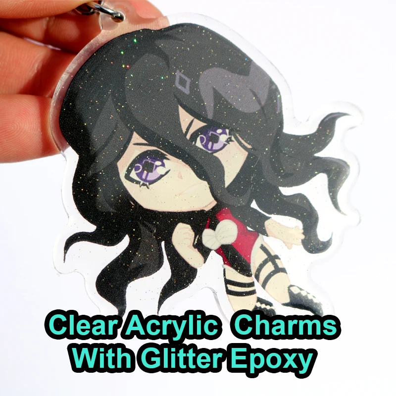 Custom Clear White Star อะคริลิคพวงกุญแจ Clear Charms ภาพการ์ตูนอะนิเมะน่ารักโลโก้ที่กําหนดเองออกแบบพวงกุญแจของขวัญ