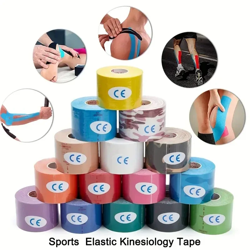 1pc Nastro protettivo impermeabile sportivo elastico Nastro kinesiologico Bendaggio atletico Nastro muscolare Nastro per lifting facciale