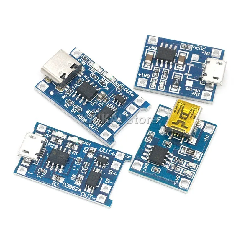 1PCS 5V 1A Micro USB 18650 type-c Lithium Battery Charging Board Charger Module+Protection Dual Functions TP4056 18650