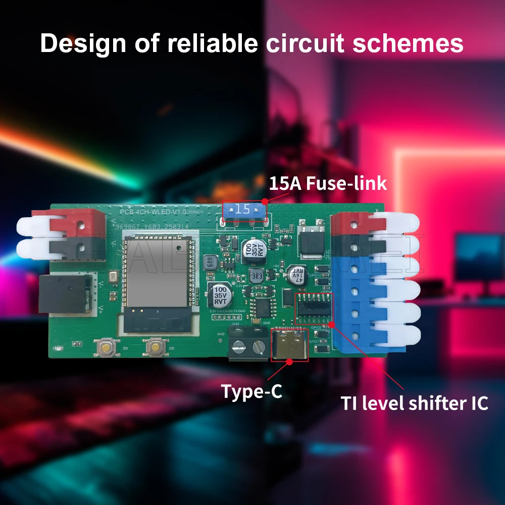 DIY Dynamic Work GL-C-017WL-D GLEDOPTO ESP32 WLED Digital LED Controller Microphone function Type-C TI levelShifter IC LED Strip