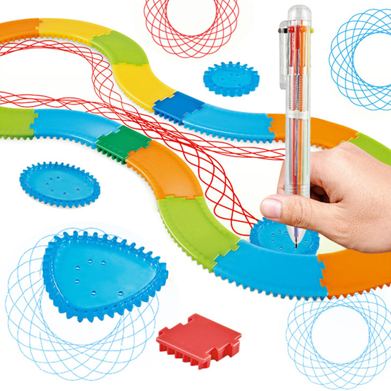 Geometry Spirograph Drawing Stencils Set Painting Template Art Crafts Creative Kids Educational Toy Variety of Flowers Ruler