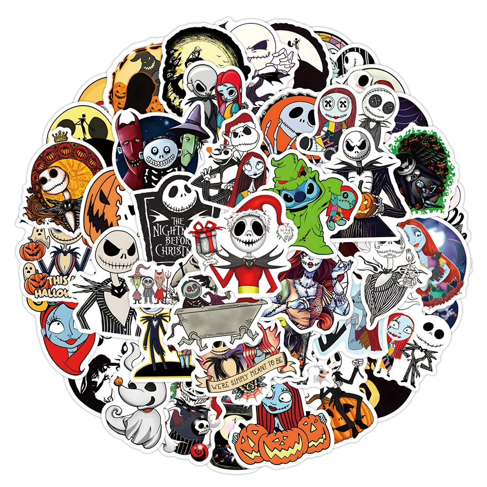 60PCS Disney Nightmare Before Christmas ฮาโลวีนสติกเกอร์ DIY ไดอารี่แล็ปท็อปสเก็ตบอร์ด Graffiti Decals ของเล่นของขวัญ