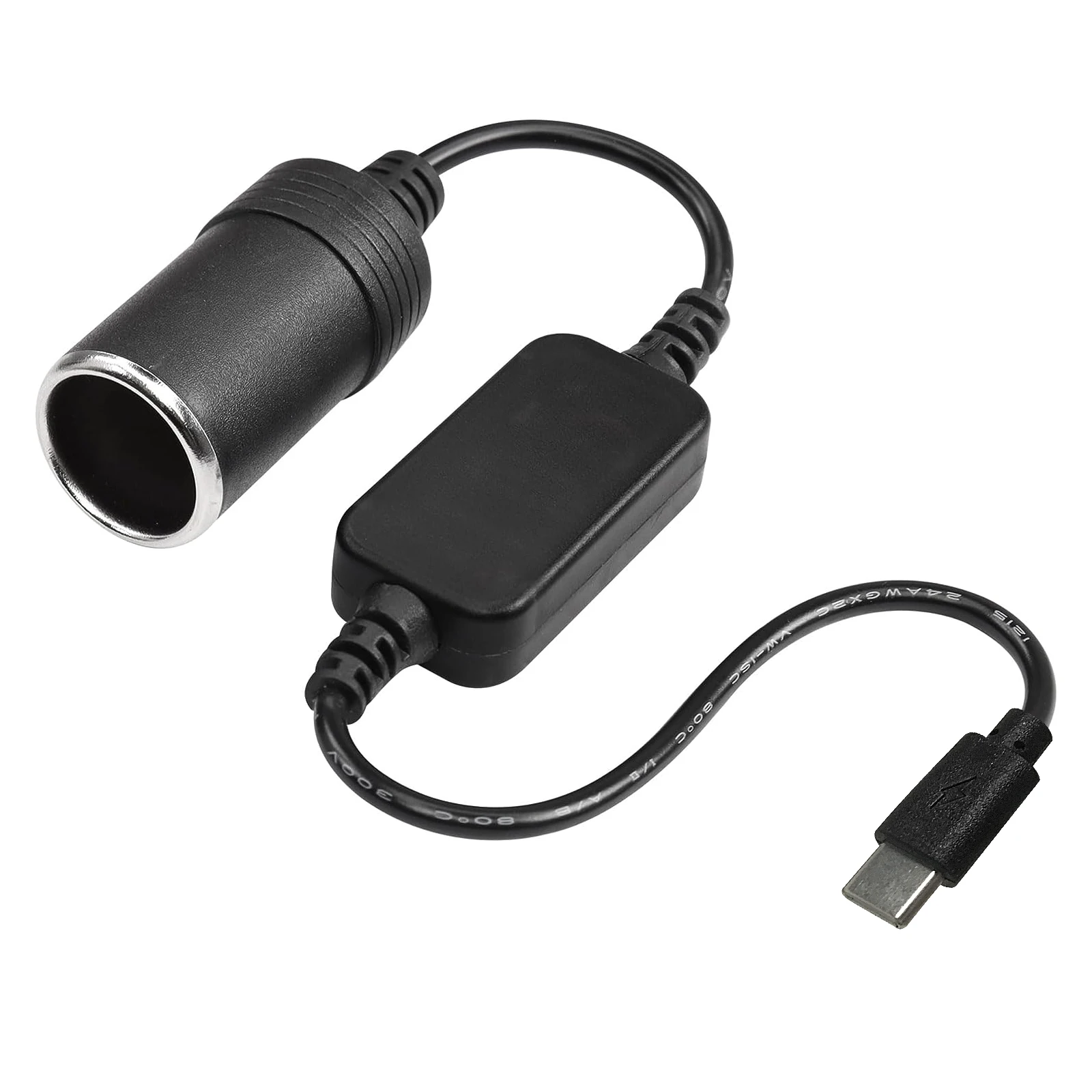 Car Adapter USB Type-C Male to  9V 12V Car Cigarette Lighter Socket Step Up Cable Female Power Cord for Power Bank DVR