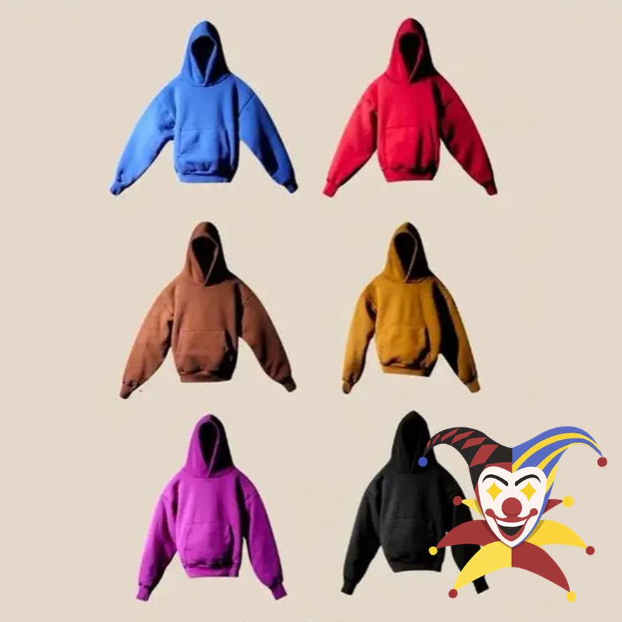 Kanye West Tour 까마귀 남성 여성 양털 시즌 6 까마귀 두꺼운 직물 후드 예 스웨터 칼라 태그 포켓 풀오버
