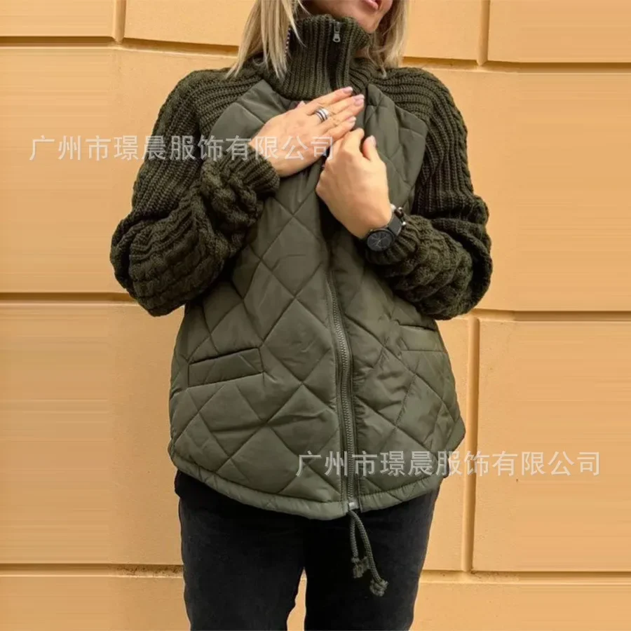 Dames herfst winter vest rits lange mouwen opstaande kraag parka jas jas effen kleur