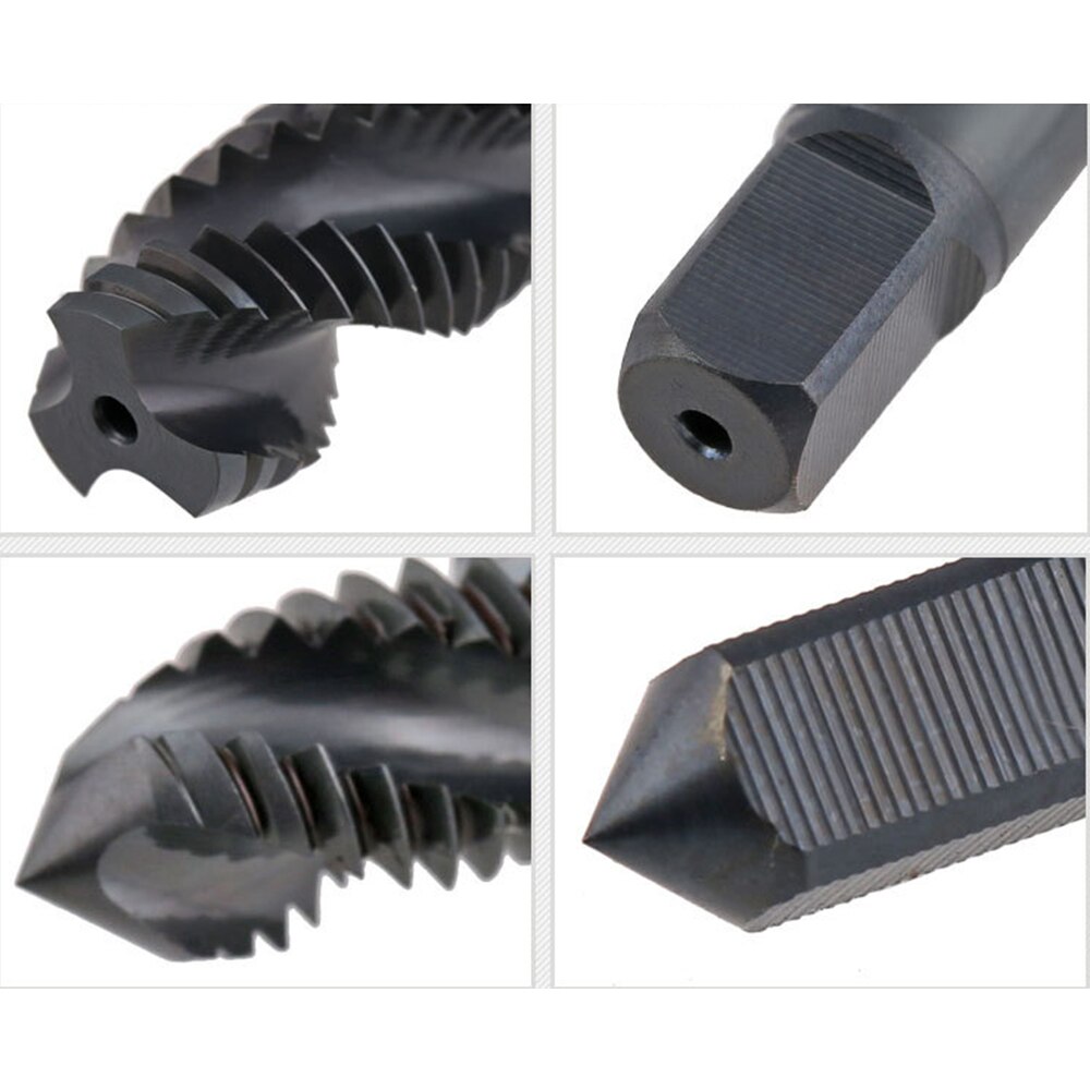 7pc aço de alta velocidade 6542 nitrided espiral Groove M3-M12 Machine Tap Set rosca tocando e fácil remoção de chip ferramenta