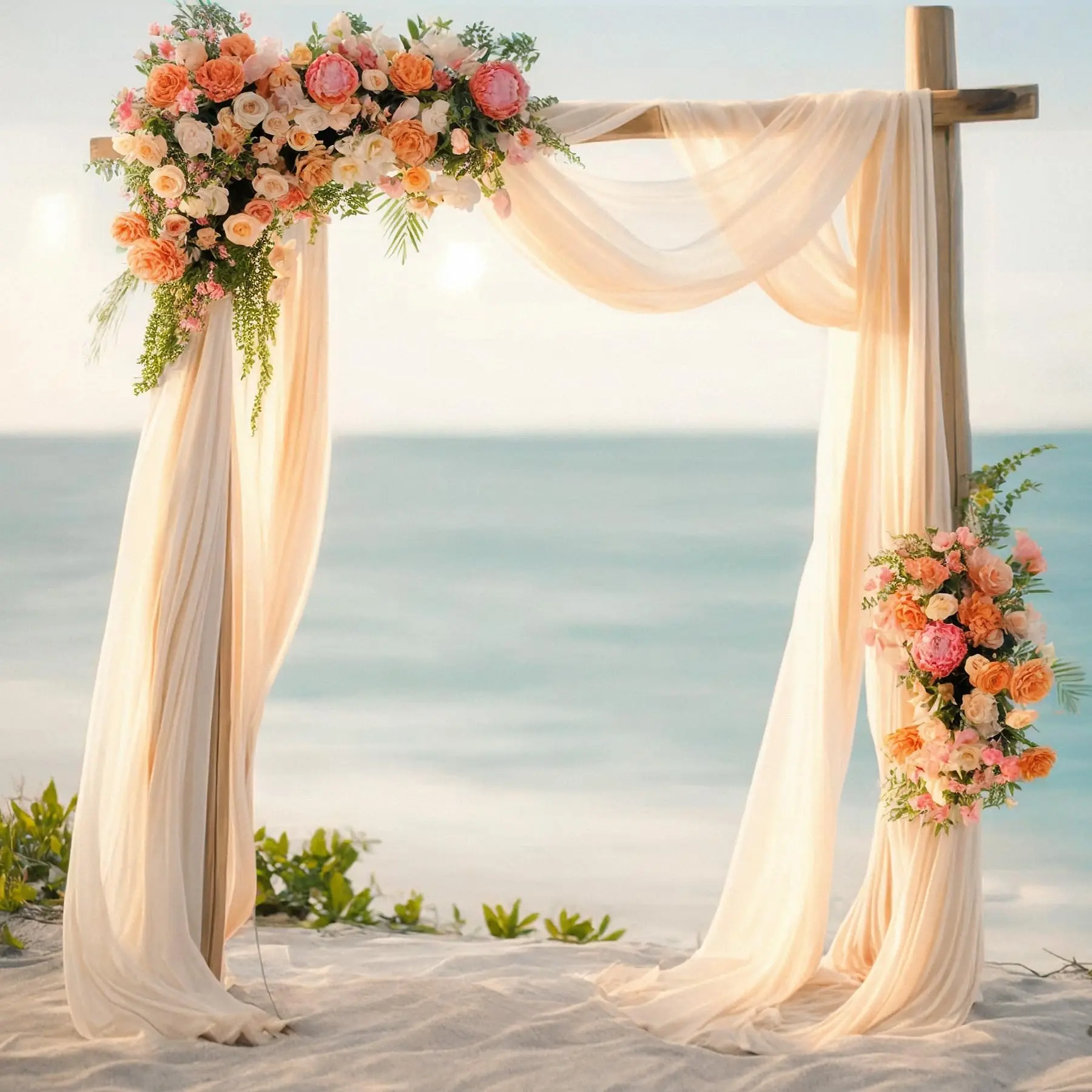 Cortinas de tela de gasa de 6/10M para decoraciones de recepción de ceremonia de arco de boda cortinas de tela transparente para fiesta escenario despedida de soltera