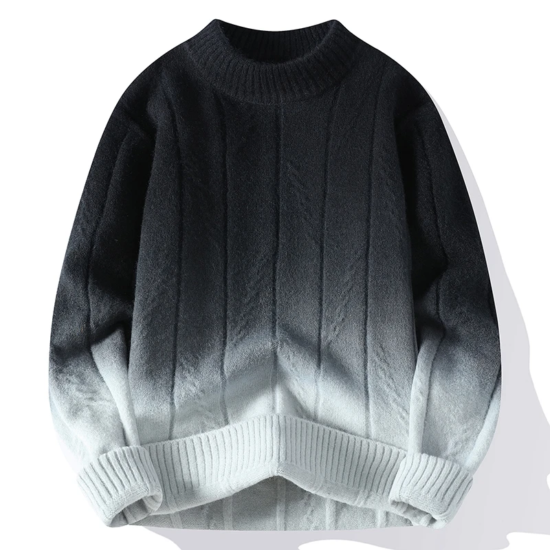 Farblich passende Strickpullover für Herren/Herren, lockerer Rundhals-Langarmpullover, hochwertiger Herrenpullover, 4XL-M