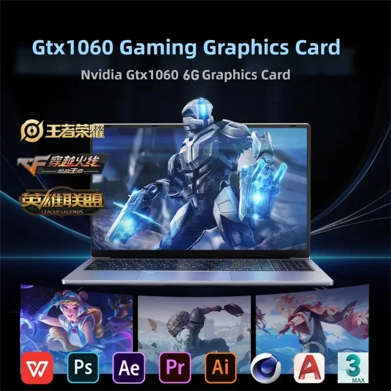 2025 12th Gen Intel Gamingแล็ปท็อป 15.6 "IPS HDหน้าจอ 16GB/32GB RAM NVMe PCI-e SSD NVIDIA GTX 1060 6GB GDDR5 Windows 11 Pro